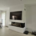 Cheminée gaz panoramique avec habillage écran TV Bourg-Achard
